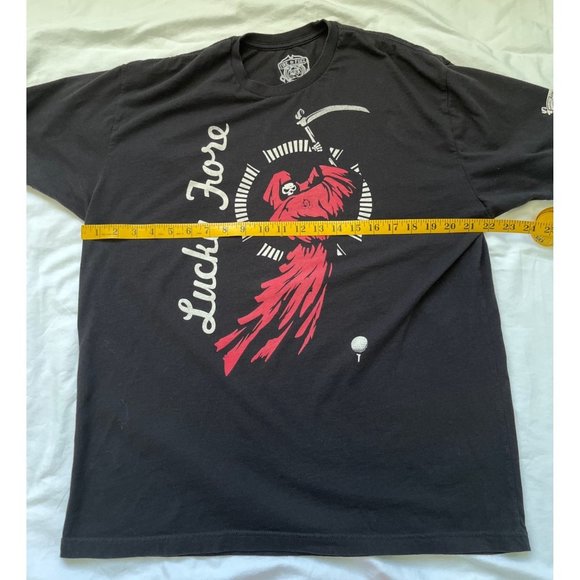 Grim Reaper Playing Golf Mens Shirt XL Fire and Fuel Apparel Lucky Fore - Picture 6 of 7